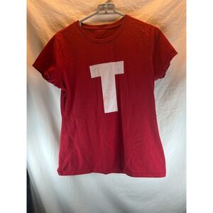 Red T Letter Graphic T Shirt Short Sleeve Casual Top